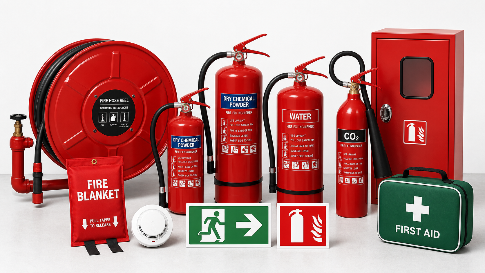 Fire extinguisher equipment lineup